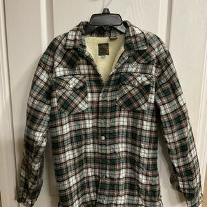 Roper Kids' Plaid Shirt Jacket in Green and Brown